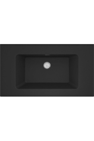 Real Stone Zenıth 80 Etajerli Siyah Granit Banyo Lavabosu 80x45 Siyah