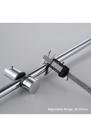 Geeroyoo Ayarlanabilir Duş Başlığı Tutucu - 18-25mm Kayar Çubuk İçin 360 Derece Dönebilir Krom Gümüş