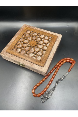 1000 Ayar Trabzon Kazaz Püsküllü Sıkma Kehribar Tespih 8x11 Mm Gümüş