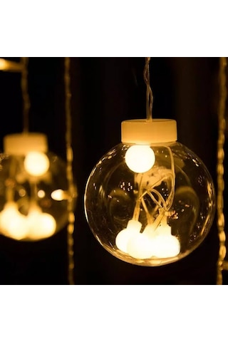 Mobgift Animasyonlu Led Işıklı Eklemeli Ampul Top Perde 3 X 75 Sarı