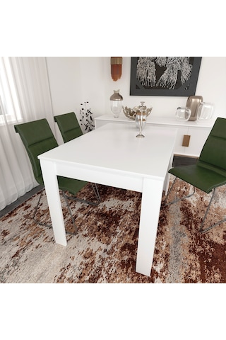 Single Beyaz Dikdörtgen Yemek Masası 120x80 / Beyaz