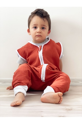 Yorni Kiremit Yazlık Ve Mevsimlik 4 kat Müslin Ayaklı Uyku Tulum Kiremit