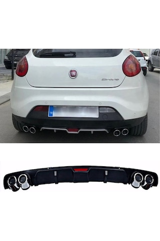 Fiat Bravo Siyah Difüzör 4 Krom Egzoz Görünümlü Difizör Arka Ek Body Kit 2006 -2016 Uyumlu