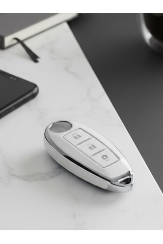 Nissan Qasqhai J10 J11 Micra Note Pathfinder Juke Xtrail Infinity 3 Buton Nano Anahtar Kılıfı Beyaz