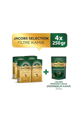 Jacobs Selection Filtre Kahve 4 x 250 G + Jacobs Gold Çözünebilir Kahve Filtre 200 G