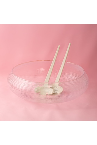 Porsima 4306 El Yapımı Büyük Boy Kaşıklı Cam Salata Kasesi 24 Cm