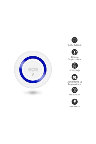 Fonri Akıllı Kablosuz Sos Panik Butonu Google Asistan Destekli, Wifi, Çoklu Bildirim, Pil Seviyesi, 2 Yıl Garantili, Tuya Destekli