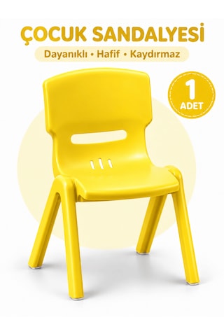 Beylini Çocuk Sandalyesi Anaokulu Kreş Kurs Mini Tabure Dayanıklı Rahat Plastik Sarı