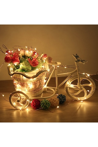 Ximistore9 Usb Kumandalı 8 Modlu Led Işık Askısı 10 Metre Bakır Tel Sıcak Beyaz Noel Halloween Düğün Dekorasyon Işıklı