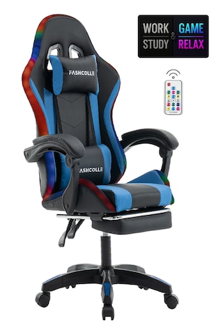 Fashcolle Blue Star Işıklı - Masaj Özellikli Oyuncu Koltuğu Mavi-siyah