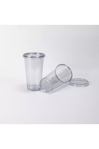 Softhomeplast Tek Kullanımlık Pet Bardak 500 Ml 8'li Paket Düz Kapaklı 223932609 Beyaz