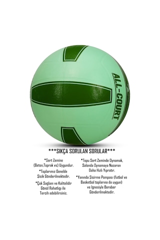 All Court Voleybol Topu Pompa Dahil Set Kauçuk Dikişsiz Yekpare Üretim İç Dış Mekan No:5 Yeşil Yeşil