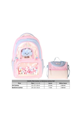Calacilo Kız Çocuk İlkokul Sırt Çantası Ve Beslenme Seti - Cloudy Pembe Mavi Renkli Pembe - Mavi Setcc-c4086b
