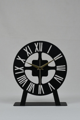Roma Model Metal Lazer Kesim Akar Sessiz Mekanizmalı Masa Saati Siyah