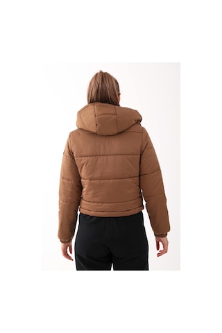 Maraton Sportswear Regular Kadın Kapşonlu Uzun Kol Basic Taba Mont 21288-taba Taba