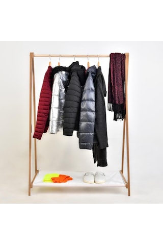 Prado Ahşap Dekoratif Ayaklı Elbise Konfeksiyon Askısı Beyaz