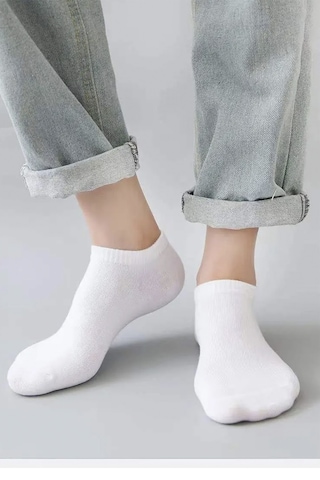 Esinti Unisex Patik Çorap Yazlık Çorap Kısa 12 Çift Beyaz