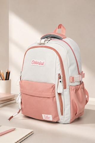 Colorful Urban Sırt Çantası Pudra Pembe - Laptop Bölmeli Okul Çantası İlkokul - Ortaokul - Lise Pudra Pembe