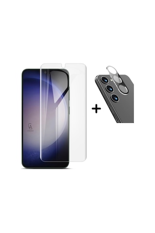 Samsung Galaxy Uyumlu S24 Plus Temperli Cam Ekran Koruyucu Ve Kamera Lens Koruyucu Seti