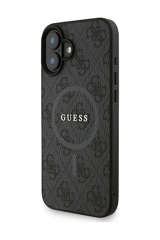 Apple Uyumlu iPhone 16 Plus Kılıf Guess Lisanslı M-safe Bilek Askı İpli Yazı Logolu Kapak Siyah