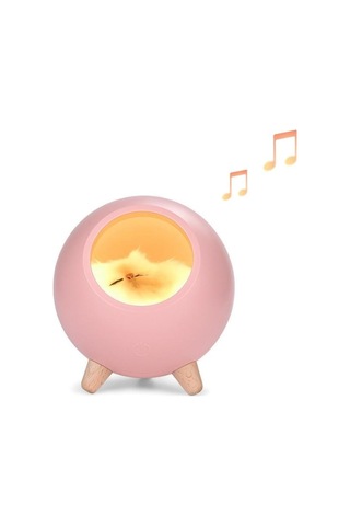 Yeiuyi7 Kedi Ev Şekli Çok Fonksiyonlu Bluetooth Hoparlör Gece Lambası Pembe