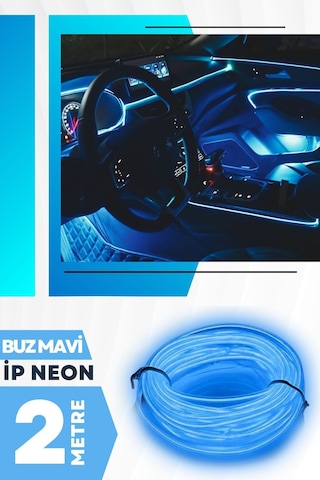 Araç Içi Buz Mavi Neon Ledi Ip Led Torpido Ledi 2 Metre Neon Led