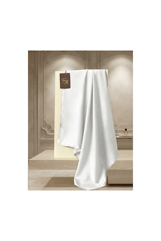 Flora Tekstil Kristal Eşarp Parlak Saten Dokulu Tesettür Abiye Eşarp 95x95 Cm Beyaz