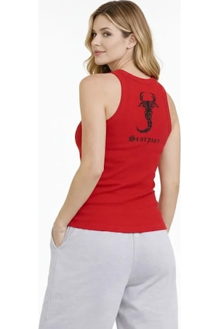 Efnaz Style Fitilli Atlet Sıfır Yaka Slim Fit Arka Baskılı Spor Atlet - Kırmızı Kirmizi