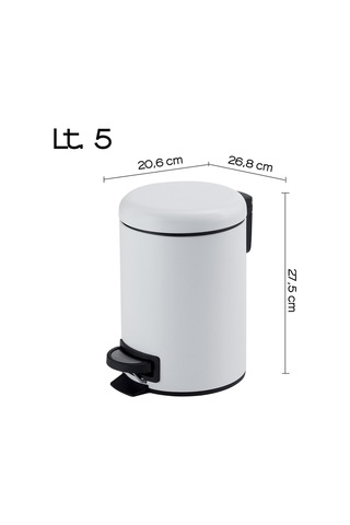 Çöp Kovası, Pedallı, Soft, 5lt - Mat Beyaz Mat Siyah