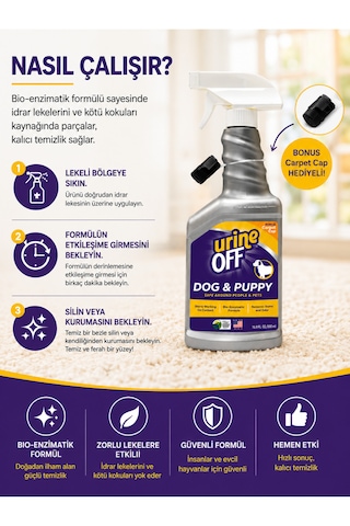 Urine Off Köpek İdrar Kokusu Ve Lekesi Giderici Enzimatik Temizleyici Sprey 500 Ml