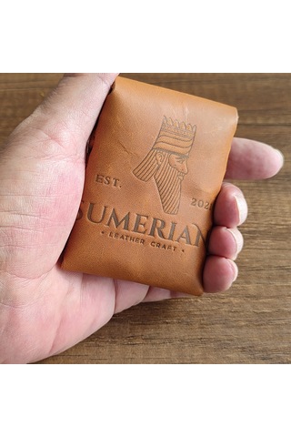 Sumerian Leather Craft Minimalist Deri Kartlık Taba Anahtarlık Hediye Taba