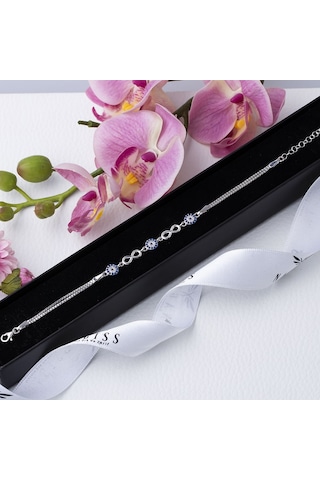 Nazar Boncuğu Sonsuzluk Model-2 925 Ayar Gümüş Kadın Bileklik Gümüş