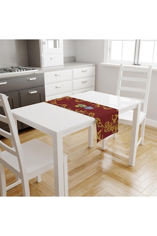 Red Lemon Runner 140x45cm Ince Keten, Uluslararası Yıkama Ve Solmama Sertifikası Çok Renkli