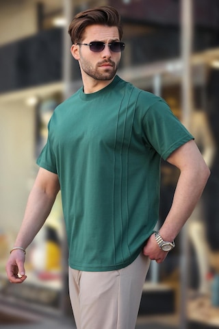 Madmext Yeşil Overfit Erkek T-shirt E7130 Yeşil