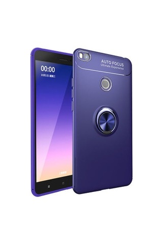 Xiaomi Mi Max 2 Kılıf Yüzüğü Stant Ve Araç Tutucu Olabilen Şık Esnek Premium Silikon Kapak Ryc/ravel Mavi