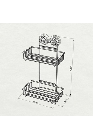Vakumlu Banyo Rafı Şampuanlık 2 Katlı Siyah S242 Siyah