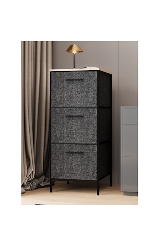 3 Çekmeceli Çok Amaçlı Dolap Büyük Boy Komodin Sehpa Füme 1617