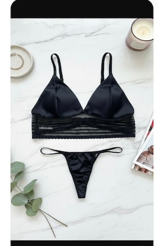 Trend Dokunuş Kadın Siyah Balensiz Bralet Sütyen Külot İç Çamaşır Takımı