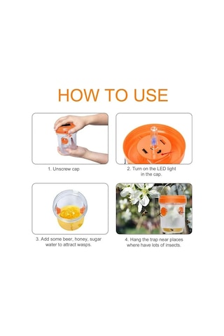 Dofolink Güneş Enerjili Dış Mekan Arı Tuzağı - Uv Işık Ve Yem İle Çift Girişli, Ip44 Su Geçirmez Bahçe Bahçe Uygun Turuncu, 1 Adet Turuncu