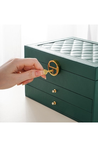 Yystore Üç Katlıbüyük Kapasiteli Mücevher Kutusu Rezidansı Yeşil