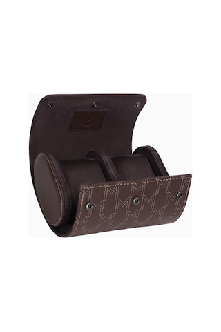Modalo Optimus Watch Roll, 2 Saat Için Mikroleder Lüks Seyahat Kutusu Saat Kutuları Kahverengi