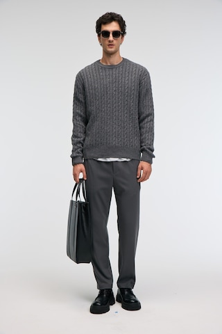 Grımelange Vıntlace Erkek Yuvarlak Yaka Saç Örgü Desenli Regular Fit Triko Antrasit Kazak Antrasit