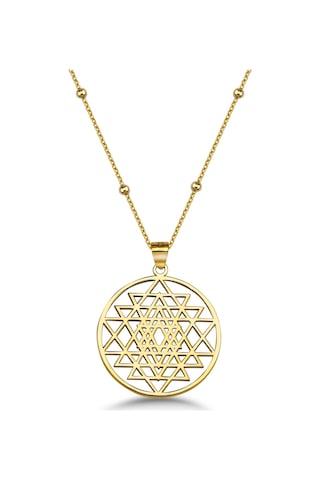 Sri Yantra Gümüş Kolye - Altın Altın