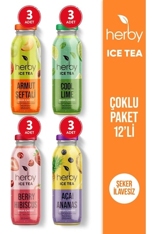 Ice Tea Soğuk Çay Şeker İlavesiz Karışık Deneme Seti 12 x 250 ML