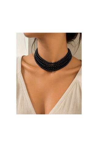 6 Sıra Siyah İnci Choker Kolye 36 Cm Boyna Yakın Dökümlü Tasarım Diğer