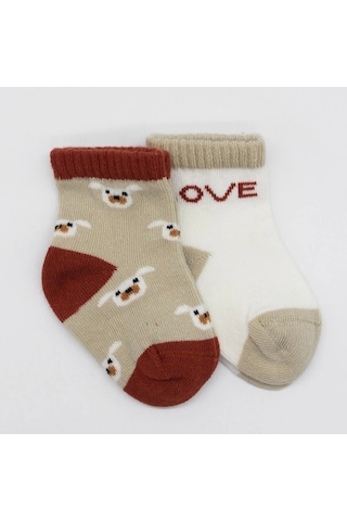 Bistyle Love Dog Penye Soket Çorap 2'li Bs10118 Bej Bej