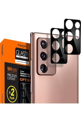 Galaxy Note 20 Kamera Lens Koruyucu, Spigen Tr Optic Glass Black Black