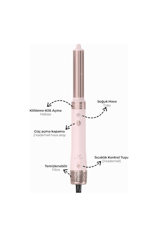 Pirantech Ks-611 Airwrap 6in1 Saç Şekillendirme Seti Pembe