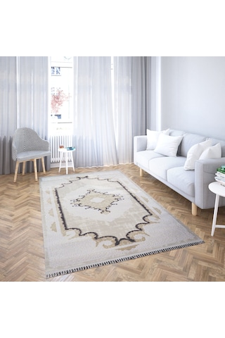 Nostalji Seri Klasik Motifli Altı Kaymaz Makine Dokuma Halı 13455 Çok Renkli