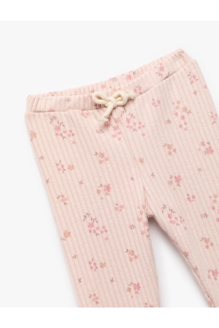 Koton Beli Bağcıklı Kaşkorse Çiçekli Tayt Bej Desenli 6wmg40040ak Ekru Desenli